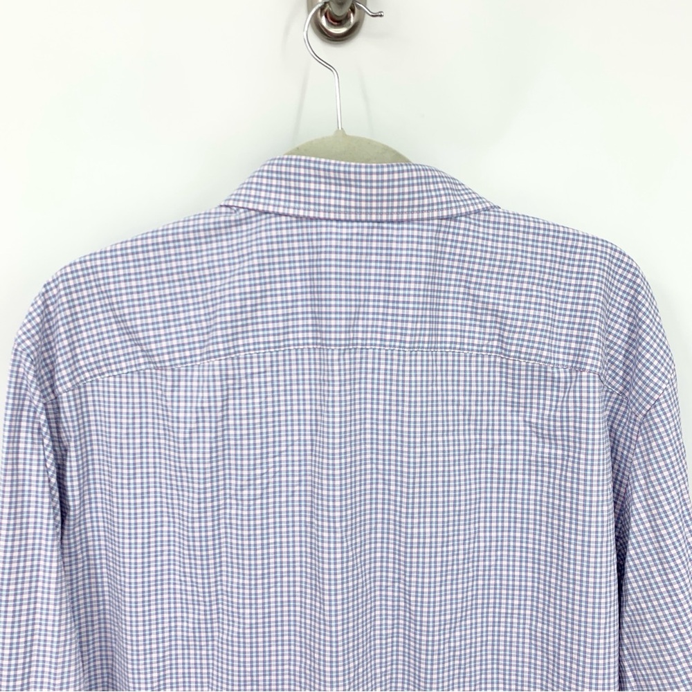 Untuckit Men Size‎ XXL Shirt Button Down Long Sleeve Top Blue Pink Check Nylon - Picture 5 of 6